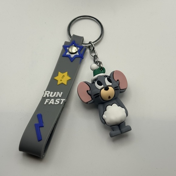Tom & Jerry Mouse  Keychain Silicone Strap RUN FAST Cartoon Key Ring Bag Charm - Picture 4 of 5